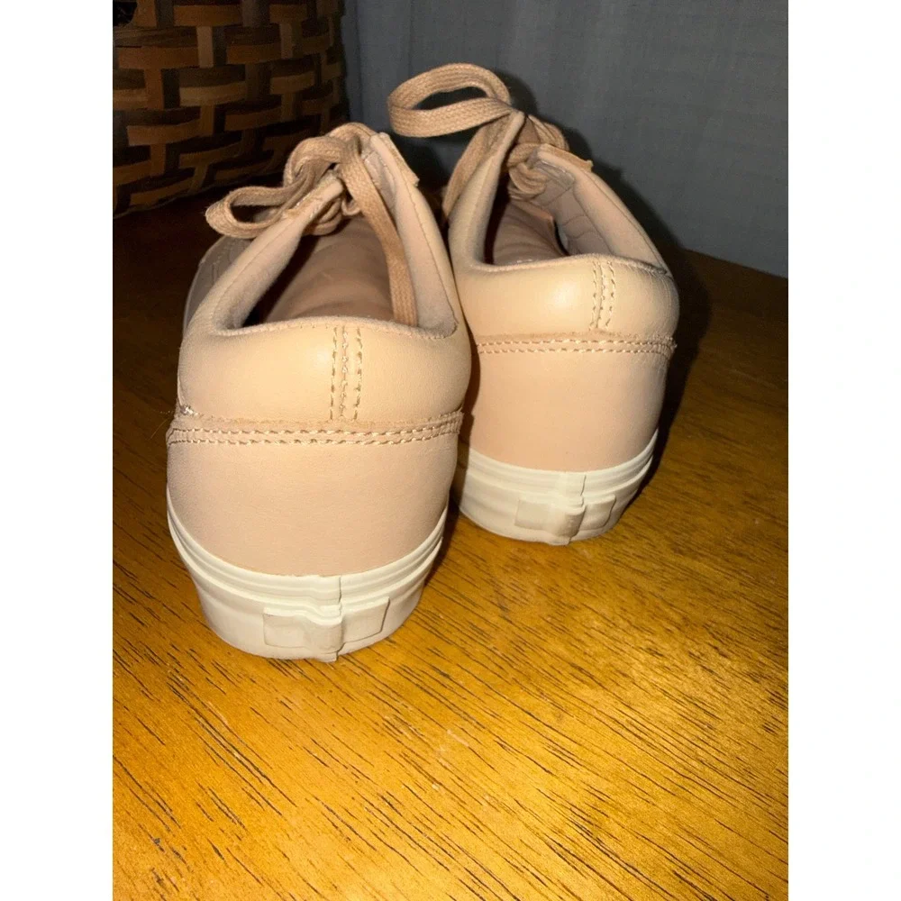 Vans Old Skool Veggie Tan Leather Sneakers Peach Beige Womens 8.5 Mens 7.0